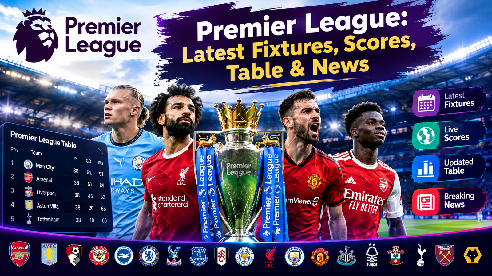 Premier League: Latest Fixtures, Scores, Table & News