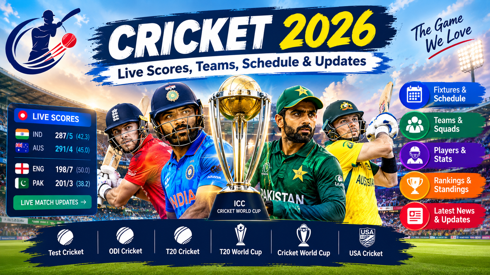 Cricket 2026: Live Scores, Teams, Schedule & Updates
